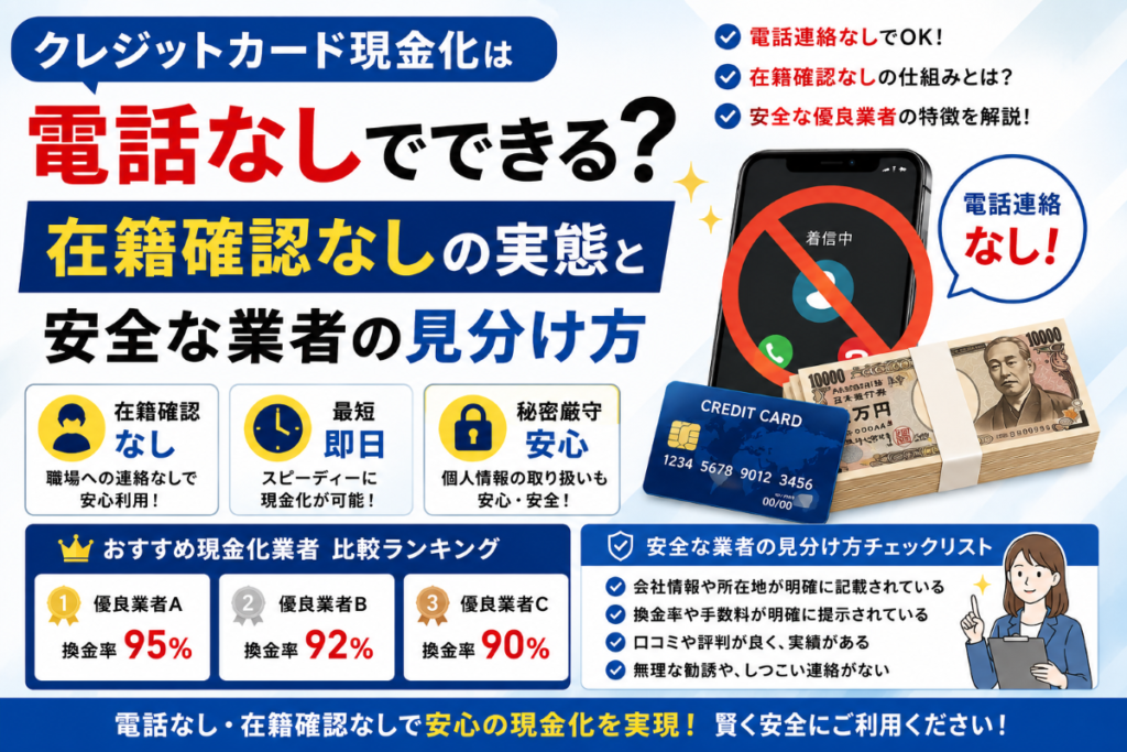 クレジットカード現金化は電話なしでできる?在籍確認なしの実態と安全な業者の見分け方